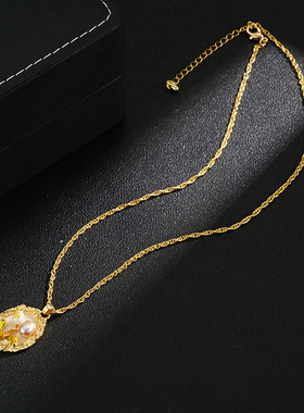 XKDDCT新中式天然珍珠项链花朵油