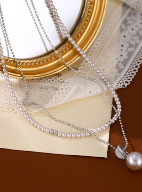XKDDCT高品质珍珠长项链叠戴双层