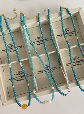 XKDDCT天然石复古项链黄玛瑙淡水