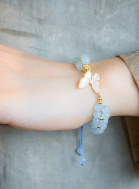 XKDDCT寺庙同款天然海蓝宝编织手