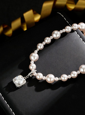 XKDDCT网络气泡方糖项链锁骨链女