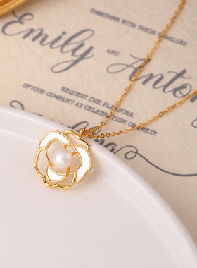 XKDDCT轻奢百搭法式山茶花贝壳淡