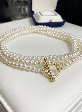 XKDDCT天然淡水OT扣长款珍珠毛衣