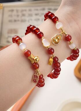 XKDDCT马年红手链串珠女士文玩佛