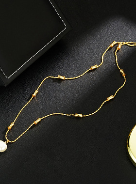 XKDDCT奶油白珠珠吊坠项链配饰女