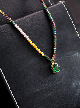 XKDDCT简约彩色锆石手工串珠项链