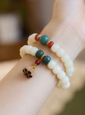 XKDDCT天然白玉菩提双圈手串枣木