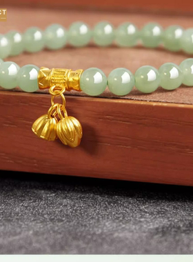 XKDDCT铃兰花手链女仿玉手串金色