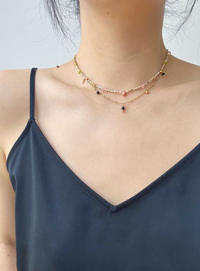 原创琉璃珠小清新极细串珠项链