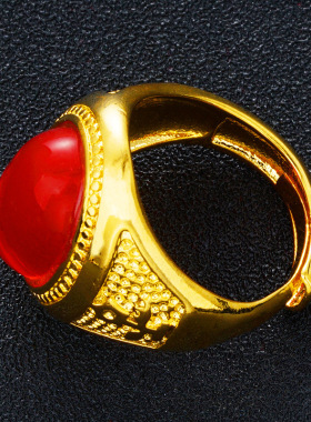 越南沙金马来玉男士碧玺开口戒指