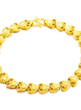 磨砂桃心纯铜久不掉色手链