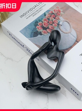 轻奢抽象人物雕塑创意软装饰家居客厅艺术品样板房树脂水转印摆件