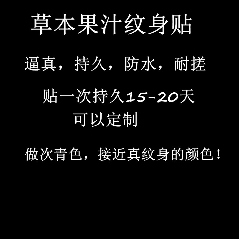 草本果汁纹身贴定制高逼真防水耐搓持久15天文字图案订做刺青纹身-图0