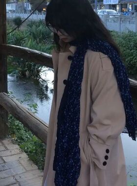 复古文学氛围感棉麻围巾薄款丝巾