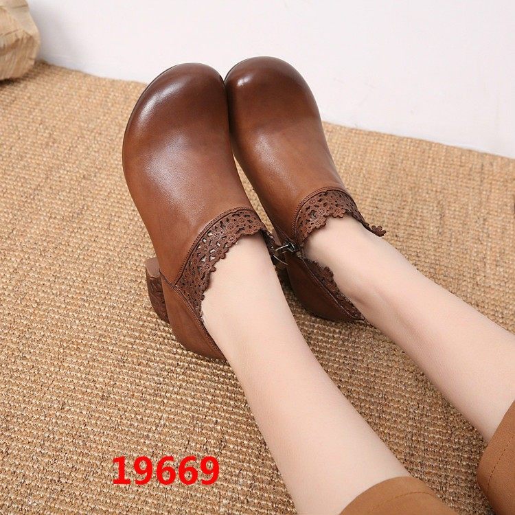 669木森鸟复古风黑色春秋粗跟蕾丝边妈妈鞋软底中年深口单鞋,淘宝优惠券,粉丝福利购,淘宝优惠卷