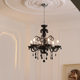 French living room chandelier, retro crystal lamp, black medieval main lamp, high-end designer master bedroom lamps, atmospheric