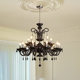 French living room chandelier, retro crystal lamp, black medieval main lamp, high-end designer master bedroom lamps, atmospheric
