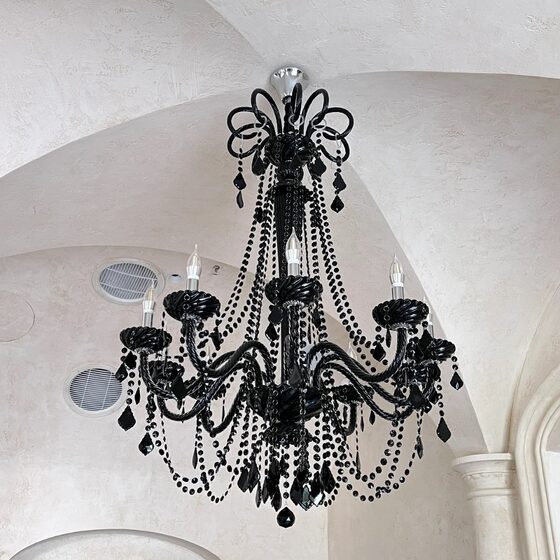 French style coffee chandelier clothing store high-end atmospheric lamp black crystal lamp restaurant milk tea shop lamp KTV