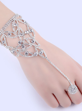 欧美新款个性镶钻蝴蝶结首饰饰品时尚手饰手镯女手指手链