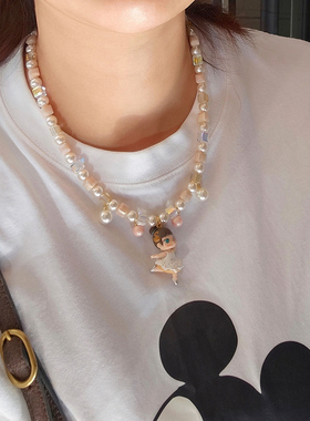 JMH小吴同学 原创diy萌粒molly茉莉芭蕾女孩甜美可爱水晶珍珠项链