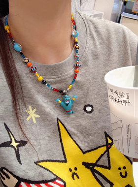 JMH小吴同学 原创阿拉丁神灯多巴胺彩色卡通小众设计感项链锁骨链