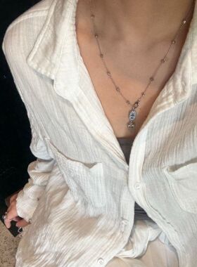 十字架锆石别针项链女款日常百搭回形针配饰轻奢小众高级感锁骨链