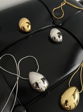 几何椭圆吊坠毛衣链女欧美气质高级感颈链半球体不掉色耳环项链女