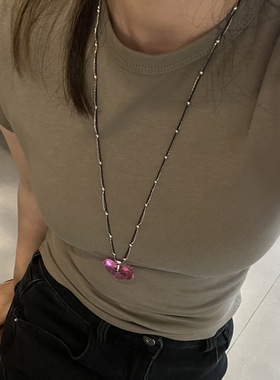 韩国东大门reina设计感个性浮夸风大号爱心超长款毛衣链可街头风