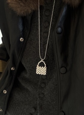 博主同款镂空篮子个性时尚ins百搭厚银电镀长款小众项链高级感项