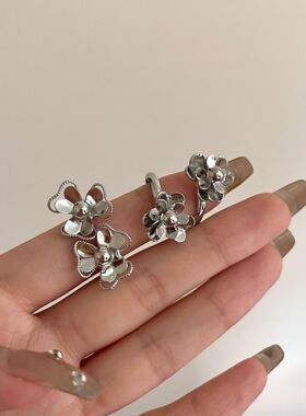 花朵不对称开口戒指百搭