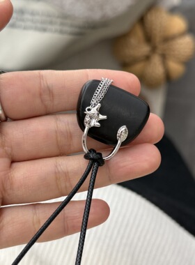 星星爱心木头钥匙锁吊坠项链女时尚高级感长款叠戴毛衣链