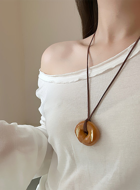 手工面包碱水结牛角包可颂仔吊坠项链女小众个性时尚百搭挂件