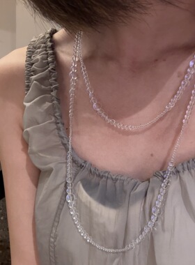 张悦儿同款韩版小众设计感简约白水晶简约串珠项链INS风锁骨链女