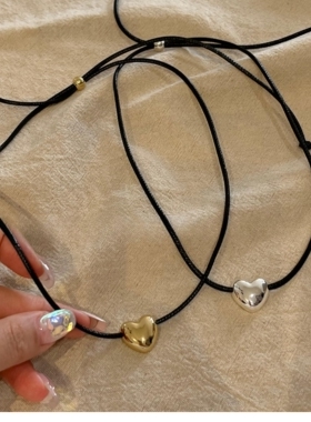 仿皮合金锁骨链女爱心博主同款