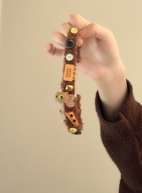 毛线毛绒锁骨链女小怪兽毛衣链