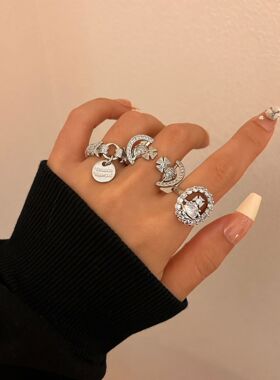 女合金小众设计西太后开口戒指