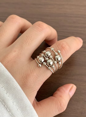 蕾丝系列浅钛金复古宫廷镶钻开口可调节戒指女轻奢百搭食指指环