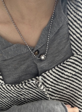 小众设计感通体钛钢圆珠抽拉项链女个性时尚百搭叠戴锁骨冷淡风项