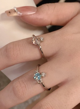 星球镶钻几何椭圆开口戒指女设计感小众食指戒夸张个性土星指环戒