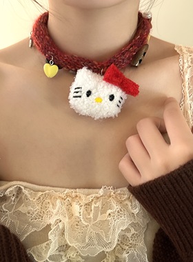 毛绒毛线锁骨链女锁骨链