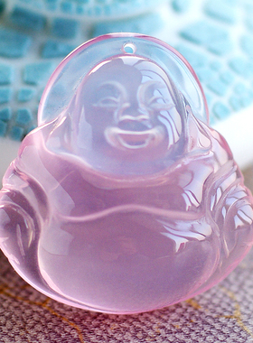 天然芙蓉石粉晶裸石戒面樱花粉色水滴椭圆心形镶嵌戒指吊坠如意佛