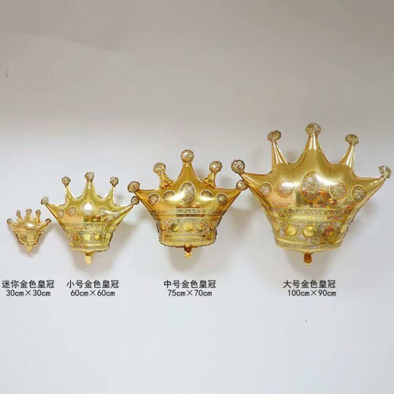 大号金色皇冠气球蛋糕公主王子卡通儿童宝宝生日满月派对场景布置 - 图0