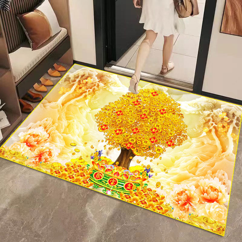 横版金黄发财树财源滚滚进门入户金色地垫黄色门口地毯金钱树脚垫,淘宝优惠券,粉丝福利购,淘宝优惠卷