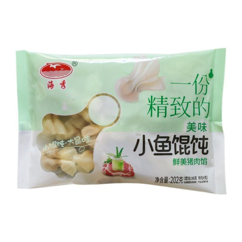 海秀小金鱼馄饨商用鲜肉小混沌扁肉冷冻早餐商用半成品202g*40包 - 图3