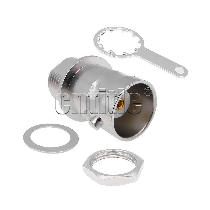 工业级50欧BNC-KYD母座插座全铜面板穿墙式安装焊接PCB板螺母固定 - 图0