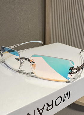 2025新款时尚无框高级感太阳眼镜男士时尚镶钻遮阳墨镜女防紫外线