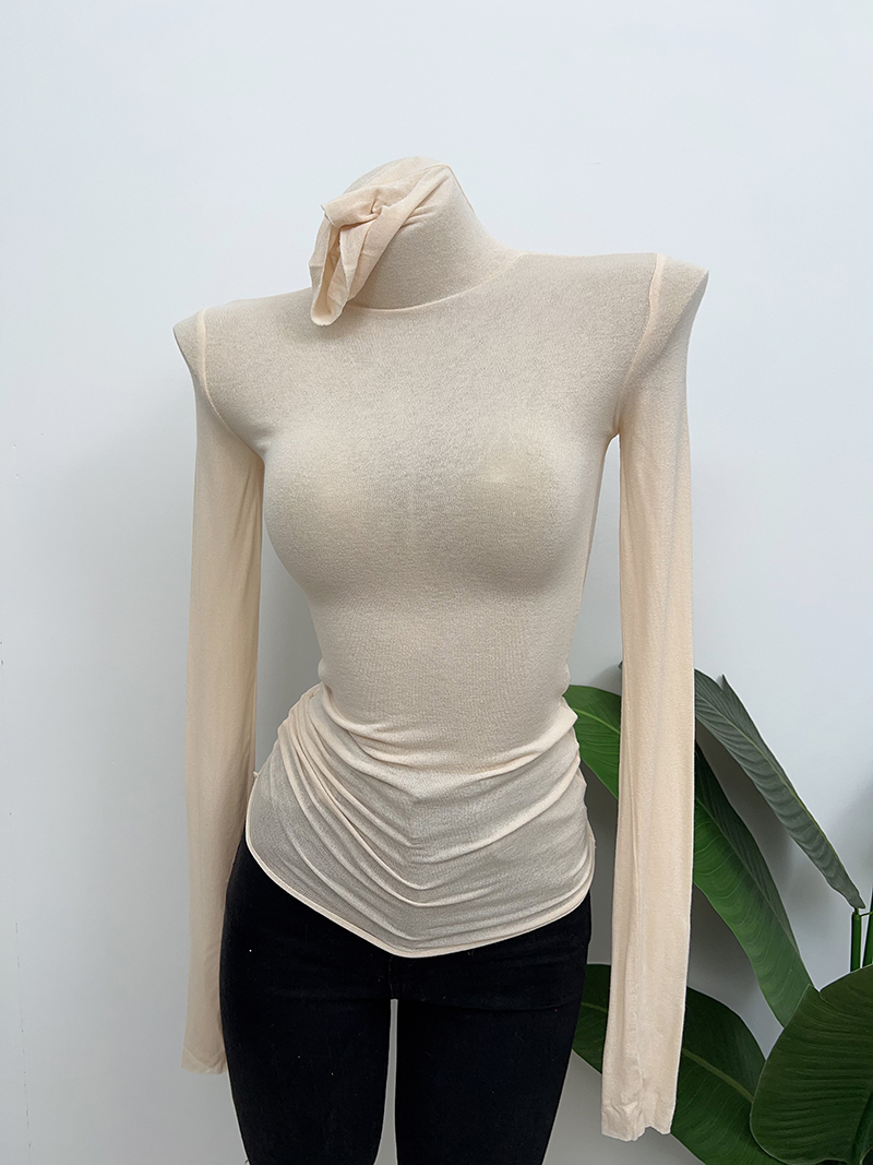 薄款微透~基础款堆堆领打底衫女高领长袖T恤纯色紧身内搭上衣秋 - 图2