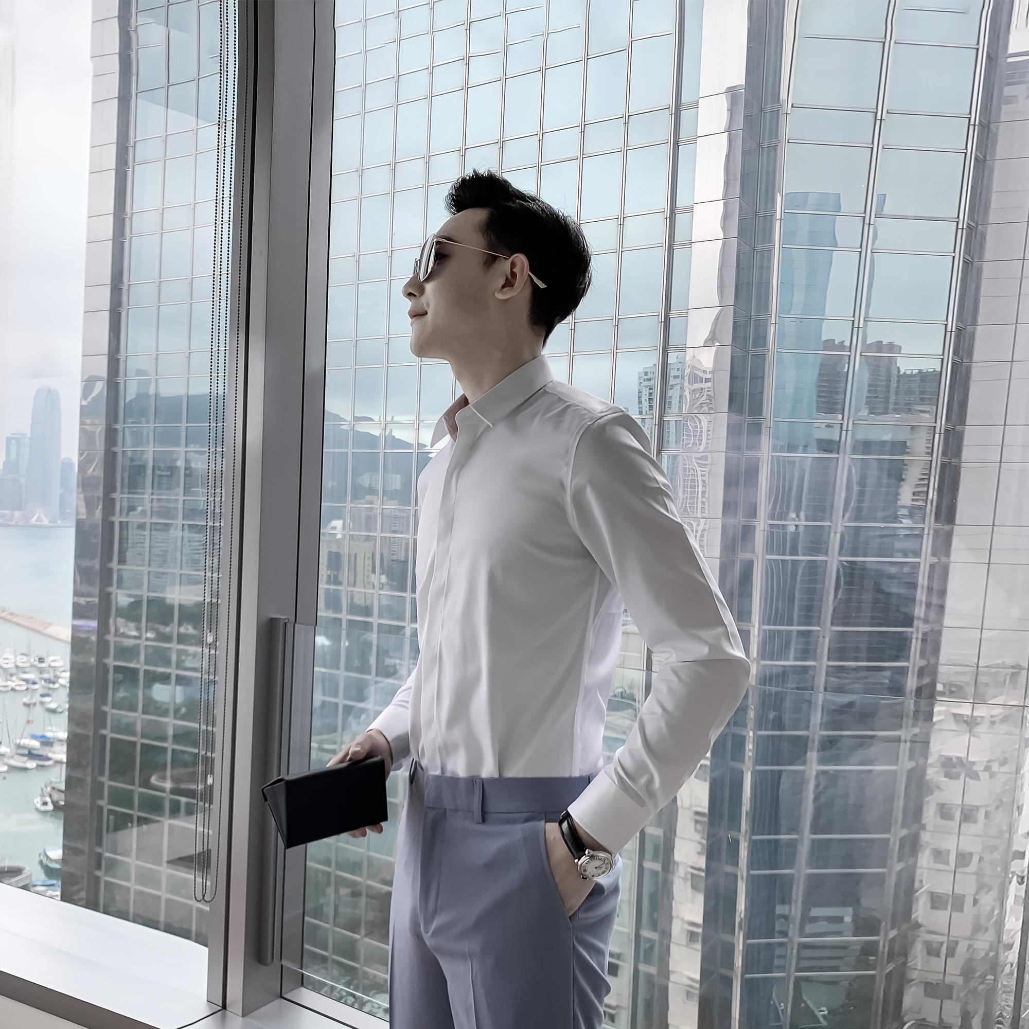 韩国男士长袖衬衫春夏尖领纯色百搭英伦休闲衬衣 DAIO MENS 韩国男士长袖衬衫春夏尖领纯色百搭英伦休闲衬衣 DAIO MENS