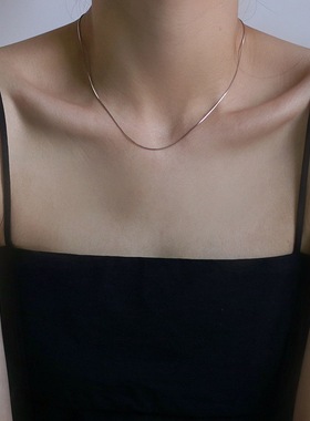 谭思婷秦岚同款项链极细款无吊坠素链蛇骨项链女款轻奢装饰颈链男