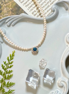 托帕石蓝色项链女款2026新款爆款气质锁骨链高级感颈链轻奢小众